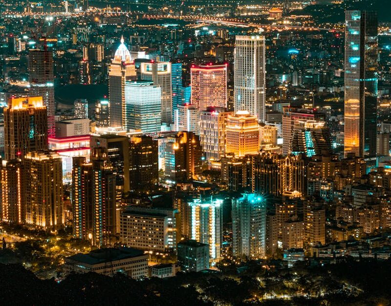 City Architecture - A stunning aerial view of a vibrant cityscape at #12857249