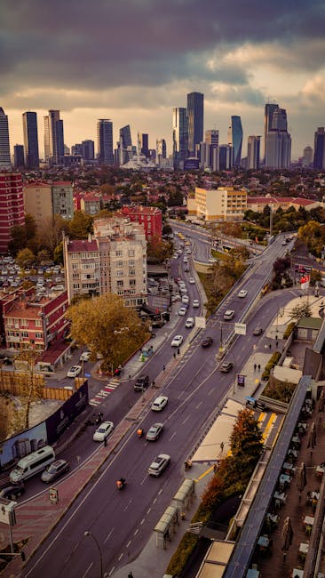 City Architecture - Stunning aerial shot of İstanbul's bustling road #14324409