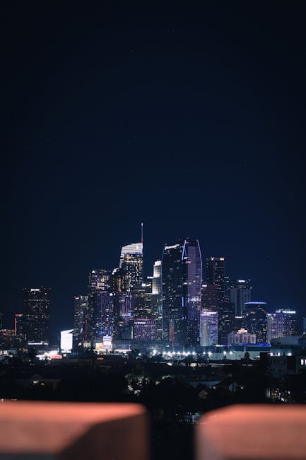 City Architecture - Breathtaking view of Los Angeles skyline illumin #14782507