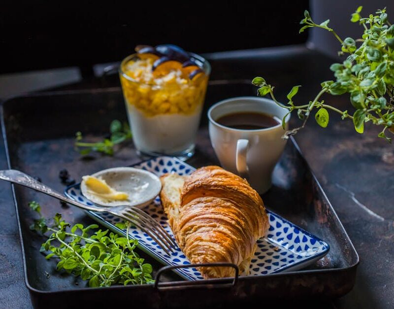 Food Aesthetics - A delicious breakfast setup with a croissant, co #1510684