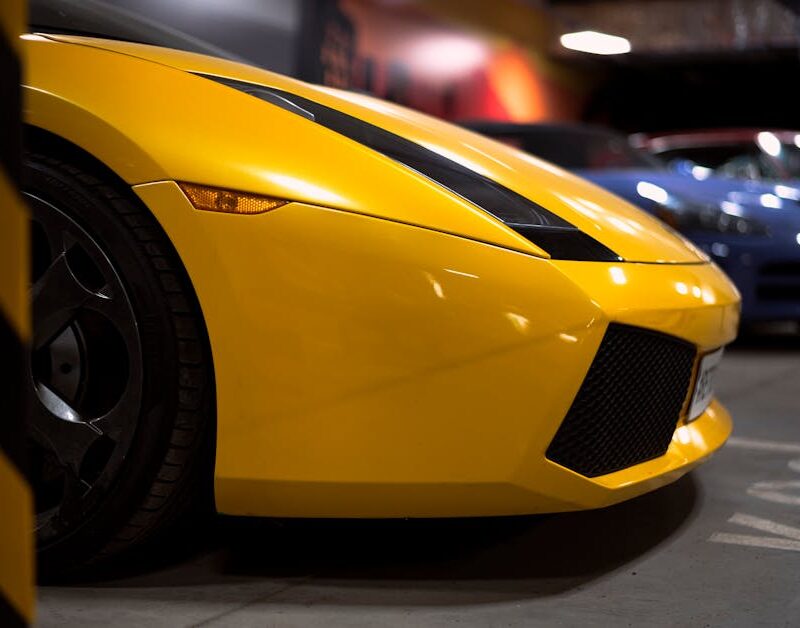 Luxury Cars - Close-up of a vibrant yellow Lamborghini Gallard #16040415