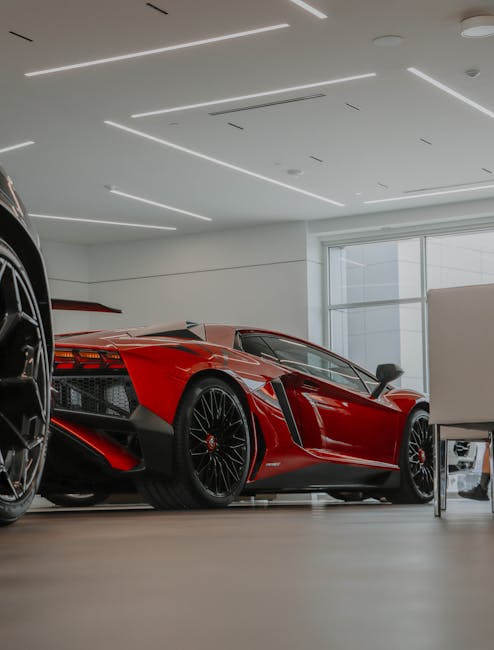 Luxury Cars - A luxurious red Lamborghini Aventador showcased #16960534