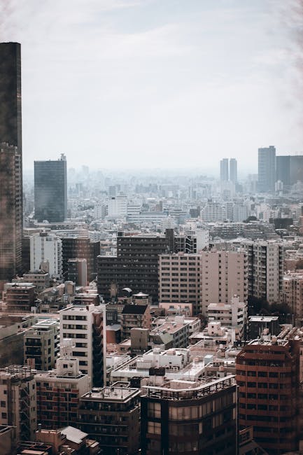 City Architecture - A dramatic view of Tokyo's dense urban skyline, #17393518