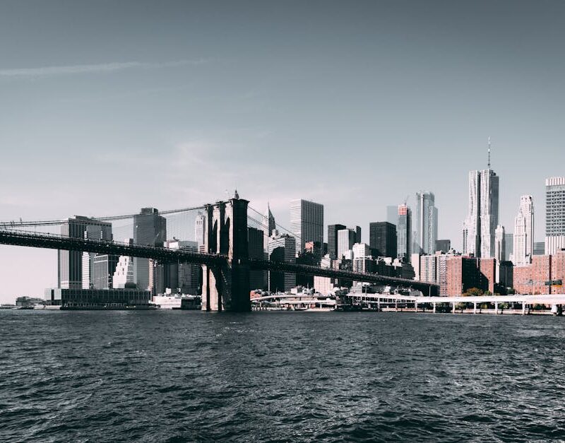 City Architecture - Iconic Brooklyn Bridge with Manhattan skyline on #2189215