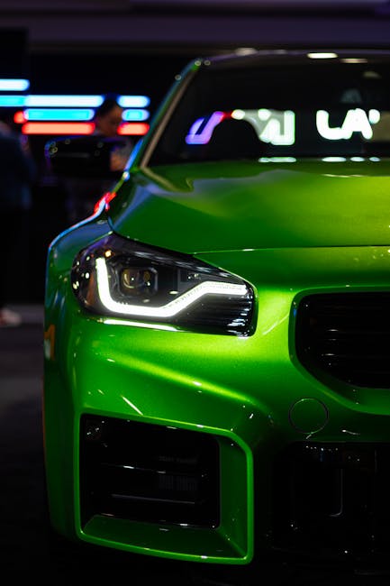 Luxury Cars - Stunning close-up of a vibrant green luxury vehi #33056827