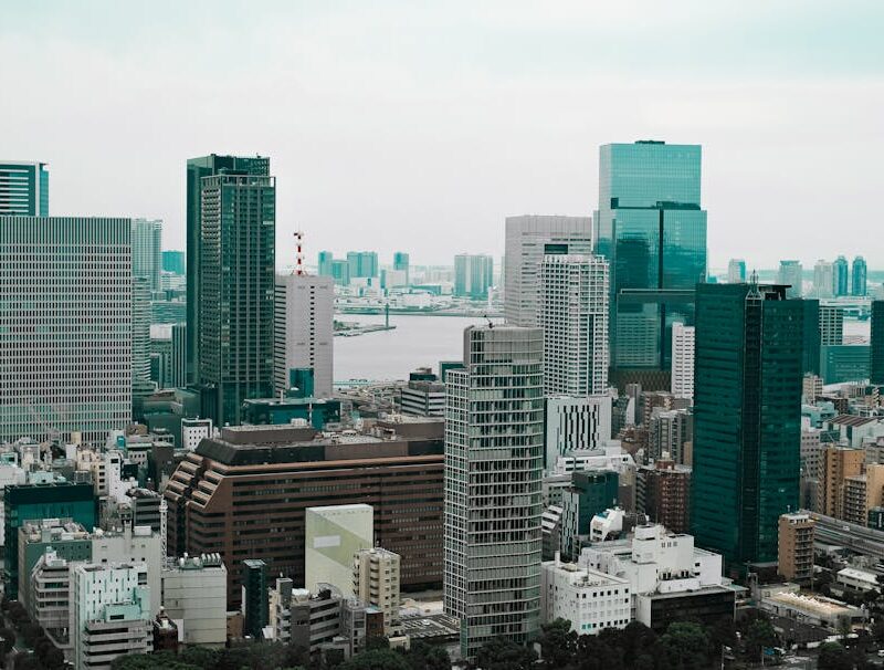 City Architecture - Aerial view of Tokyo's modern skyscrapers with a #33310620