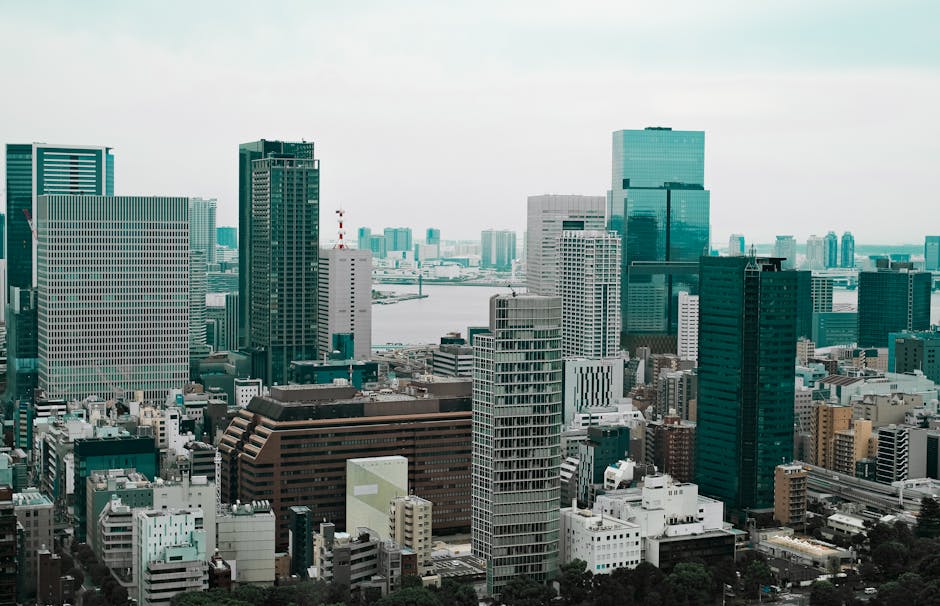 City Architecture - Aerial view of Tokyo's modern skyscrapers with a #33310620