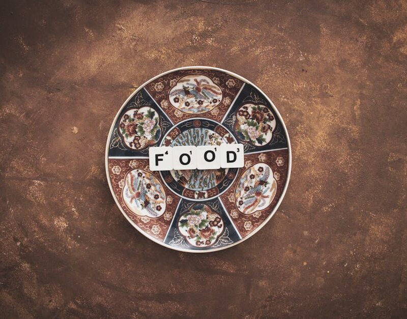 Food Aesthetics - A decorative plate displaying the word 'FOOD' us #33491332