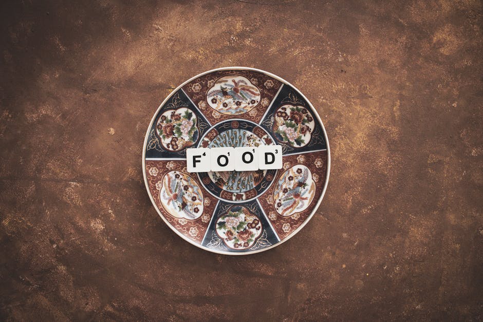 Food Aesthetics - A decorative plate displaying the word 'FOOD' us #33491332