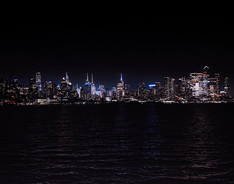 City Architecture - Breathtaking night view of the illuminated New Y #33987758