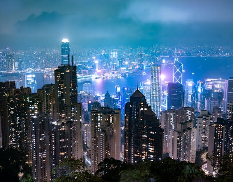 City Architecture - Captivating night view of Hong Kong's skyline, s #36606754