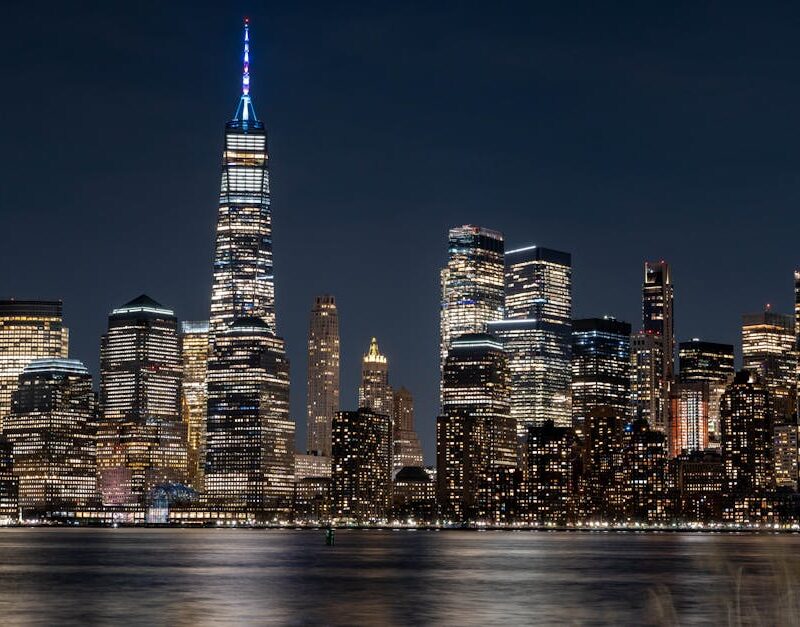 City Architecture - Illuminated New York City skyline featuring the #36847817