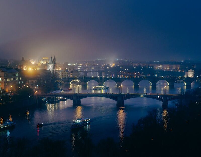 City Architecture - Stunning night view of Prague featuring illumina #36901717