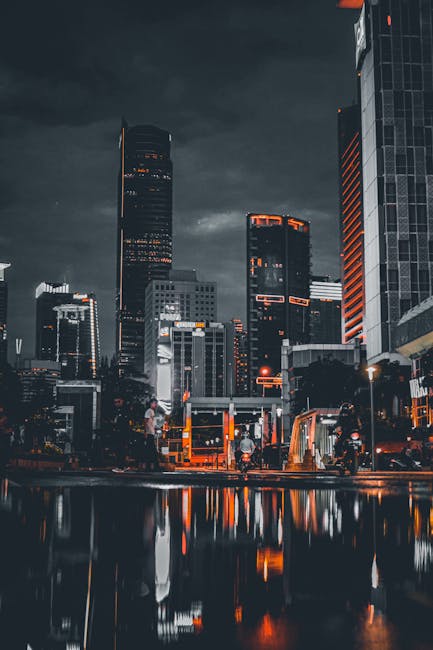 City Architecture - Captivating night view of Jakarta skyline with g #4346857